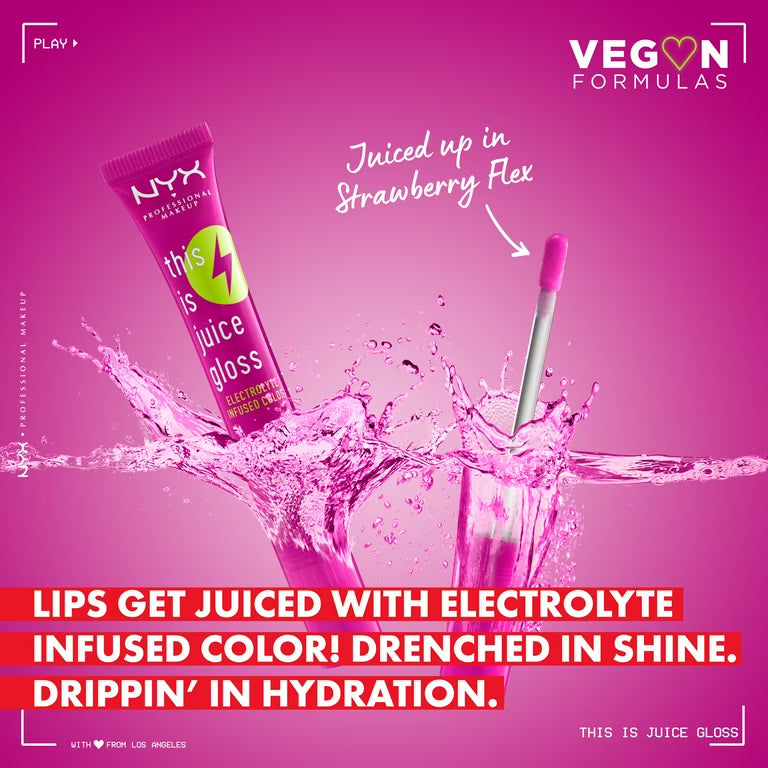 NYX Professional Makeup ملمع شفاه This Is Juice Gloss، ملمع شفاه مرطب، Strawberry Flex