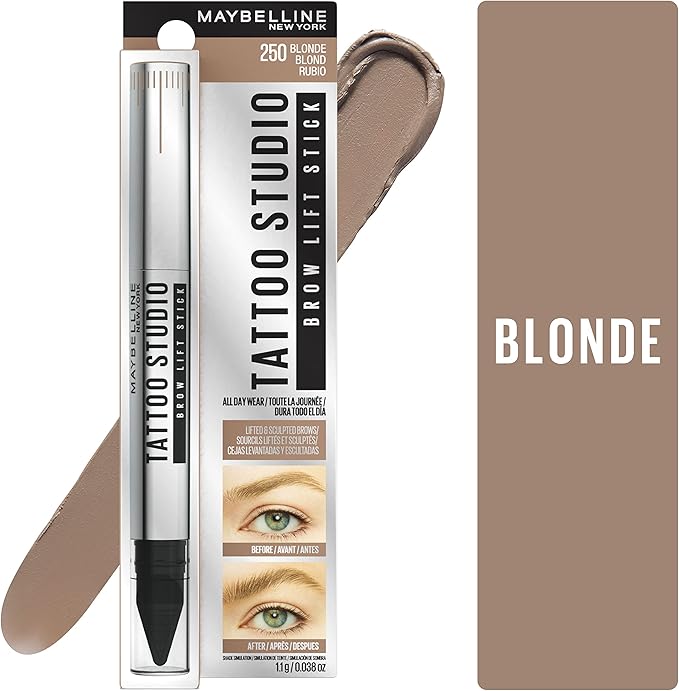 Maybelline TattooStudio Brow Lift Stick Makeup with Tinted Wax Conditioning Complex, اللون أشقر